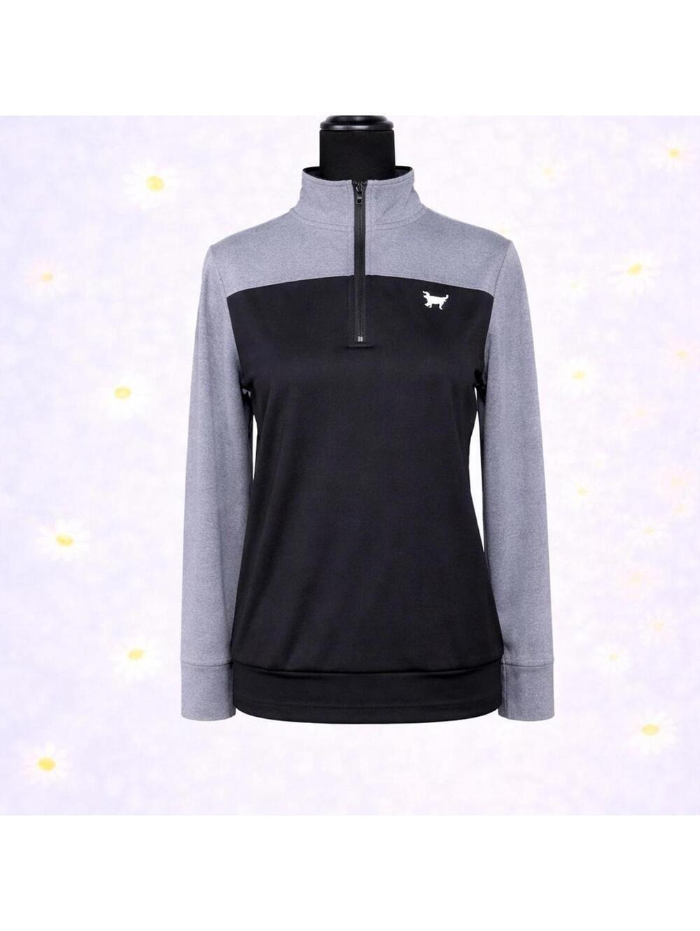 y2k victoria’s secret PINK ultimate quarter zip black grey pullover size XS 🖤